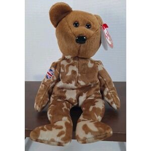 Vintage 2003 TY Beanie Babies HERO the Military‎ Bear UK Britain Exclusive USO